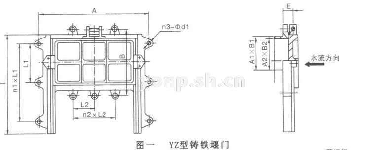 YZ型鑄鐵堰門 尺寸圖