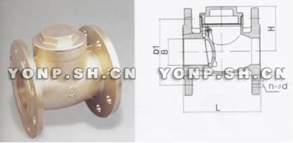 H44W黃銅法蘭旋啟式止回閥外形尺寸圖