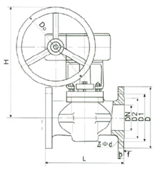 美標(biāo)蝸輪旋塞閥外形尺寸圖