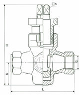 X14T-1.0 三通銅芯內(nèi)螺紋旋塞閥外形尺寸圖