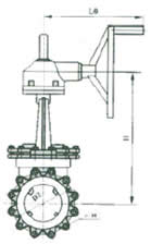 PZ543X/H/F-6/10/16傘齒輪夾式刀形閘閥外形尺寸圖2