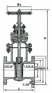 Z41T銅閘閥外形尺寸圖