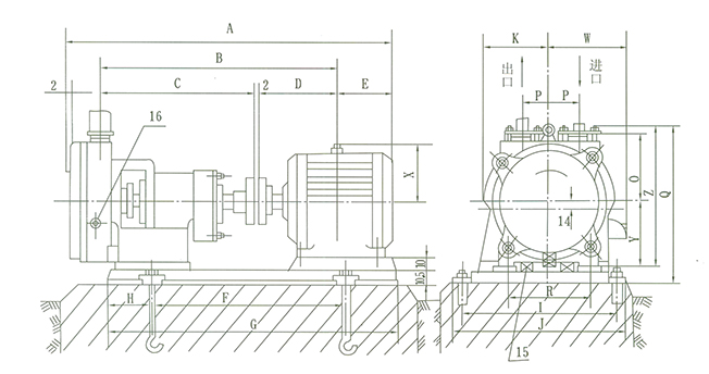 SZB型水環(huán)懸臂式真空泵安裝圖