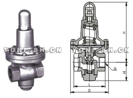 YT11H加大膜片型高靈敏度蒸汽減壓閥外形尺寸圖