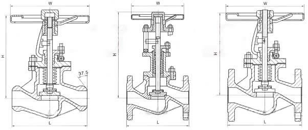 國標(biāo)波紋管截止閥外形尺寸圖