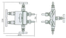 EN5-3 WF1/2型五閥組外形尺寸圖